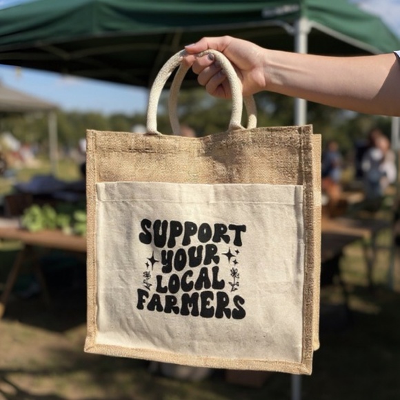 Support Your Local Farmers Tote Bag – Reusable Grocery Bag, Eco Friendly Market - Picture 2 of 4